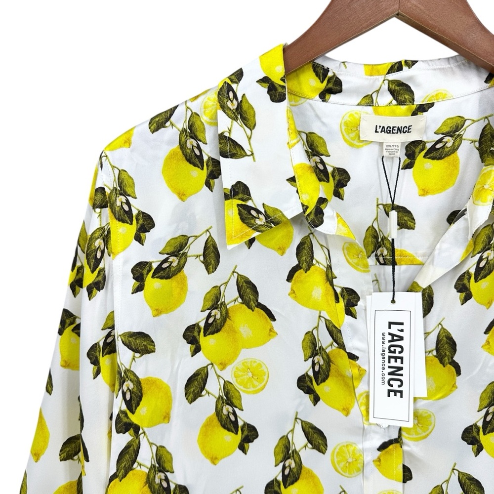 L'AGENCE Lemon Print Blouse - White and Yellow - Picture 4 of 9